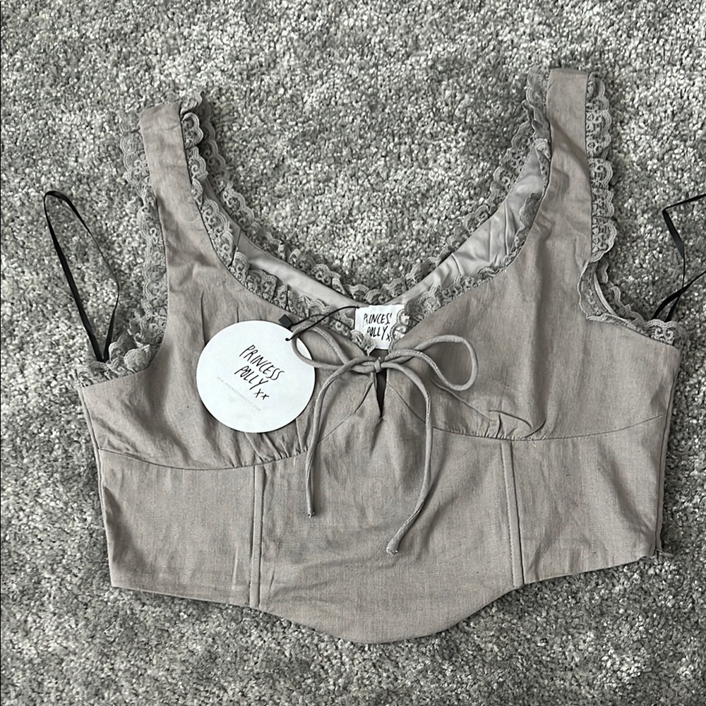 Princess Polly Brown Cropped Bustier Tank Top